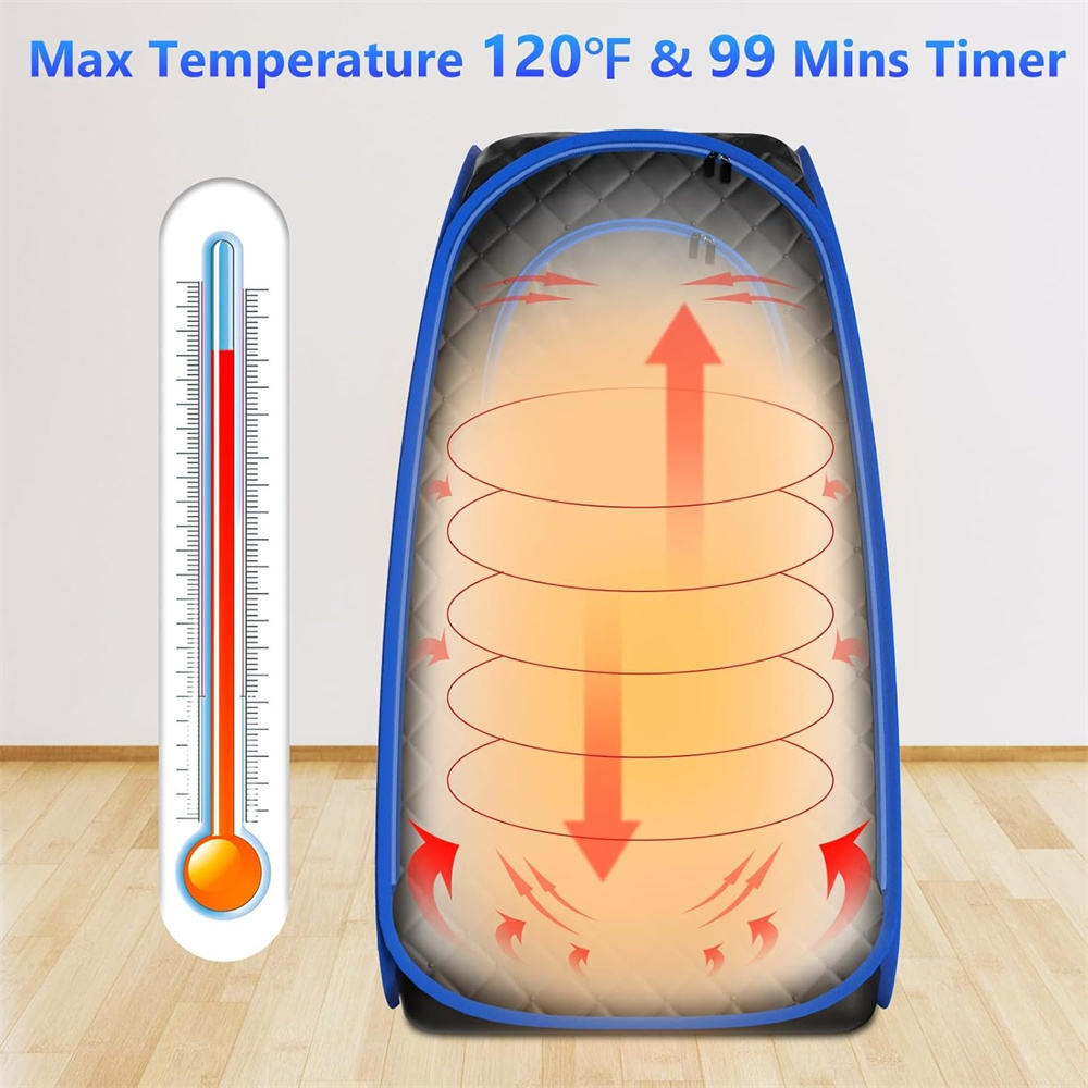Black Health Wellness Portable Sauna Tent with Steamer and Foldable Chair