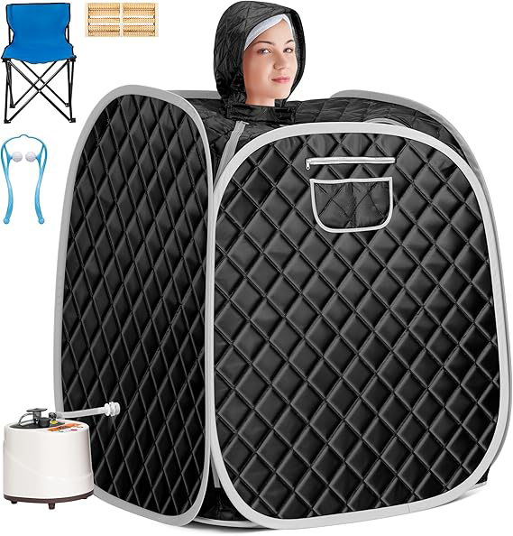 Upgraded Portable Personal Steam Sauna Spa with 3L 1500 Watt Steam Generator, Foldable Chair, Home Therapeutic Sauna Spa Tent for Detox Relaxation