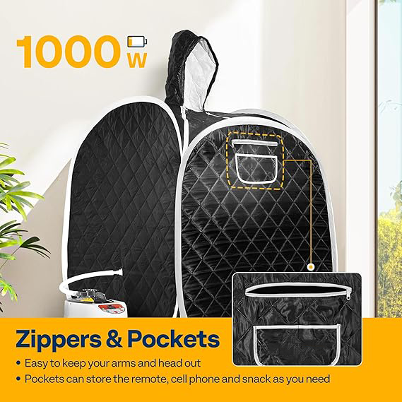 Upgraded Portable Personal Steam Sauna Spa with 3L 1500 Watt Steam Generator, Foldable Chair, Home Therapeutic Sauna Spa Tent for Detox Relaxation