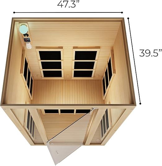 1- Person Infrared Sauna, Remotely Controllable Indoor Sauna, LowEMF 1200W/120V LCD Heater,WiFi &BT Control,9-Color LightTherapy, Safe Flame-Retardant Material,Wood