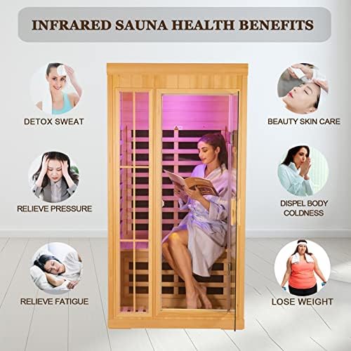 Single-person far-infrared multi-size sauna room for home use, steam bath room made of Canadian hemlock wood, promoting health and sweating