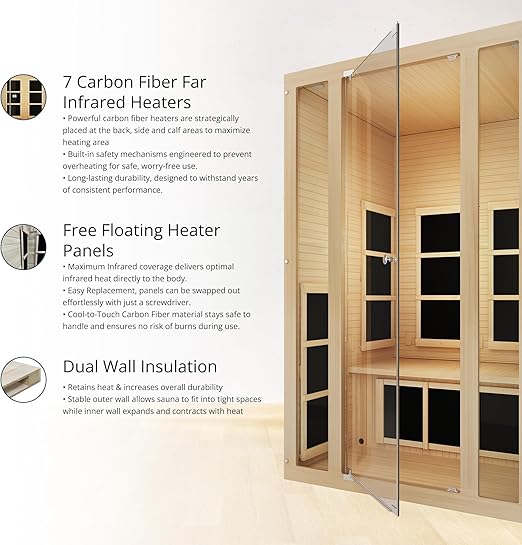 1- Person Infrared Sauna, Remotely Controllable Indoor Sauna, LowEMF 1200W/120V LCD Heater,WiFi &BT Control,9-Color LightTherapy, Safe Flame-Retardant Material,Wood
