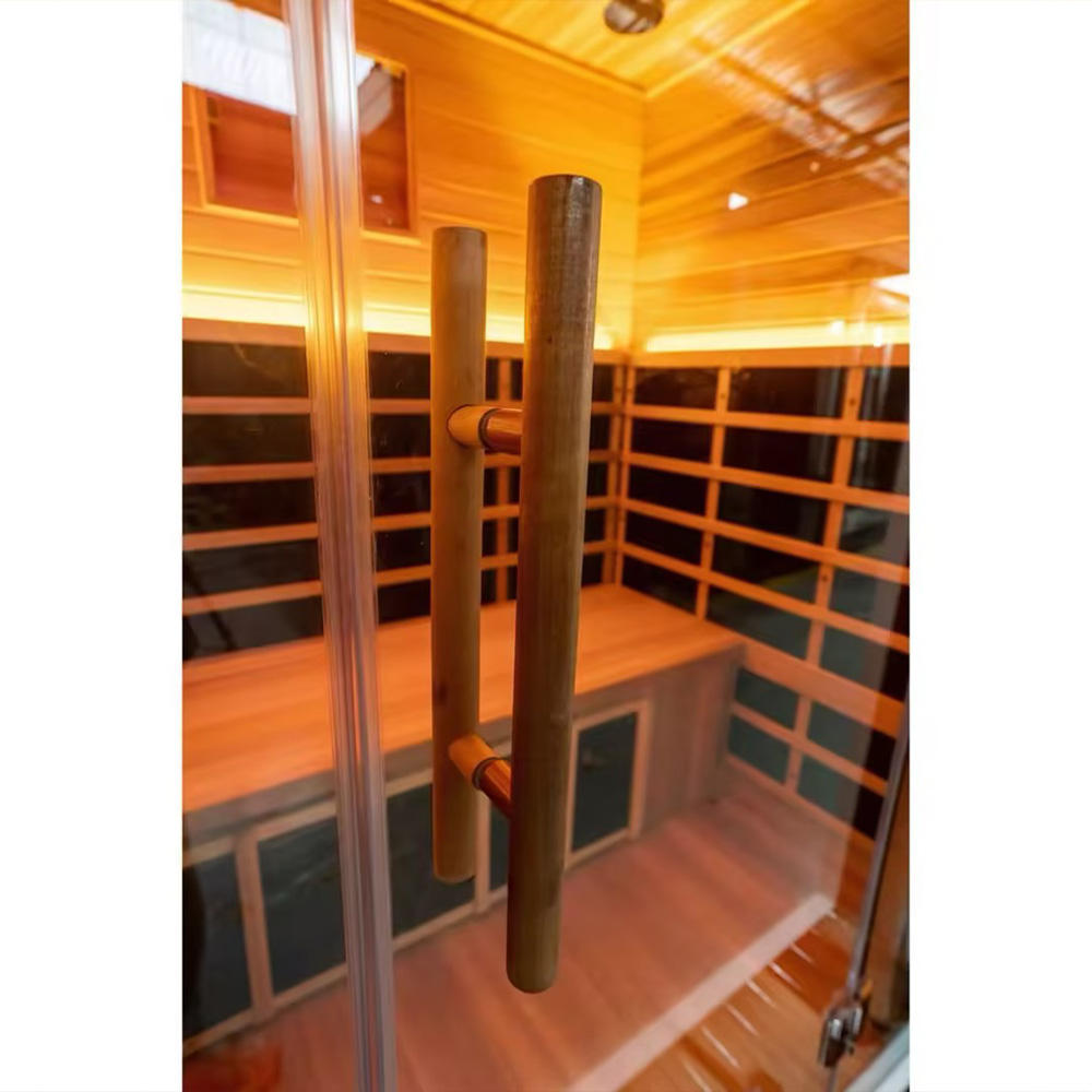 Infrared Sauna for Home, Home Infrared Saunas up to 2 Person, Indoor Canadian Hemlock Wood Sauna Room with Near Zero Emf, Bluetooth Speakers for Personal Spa