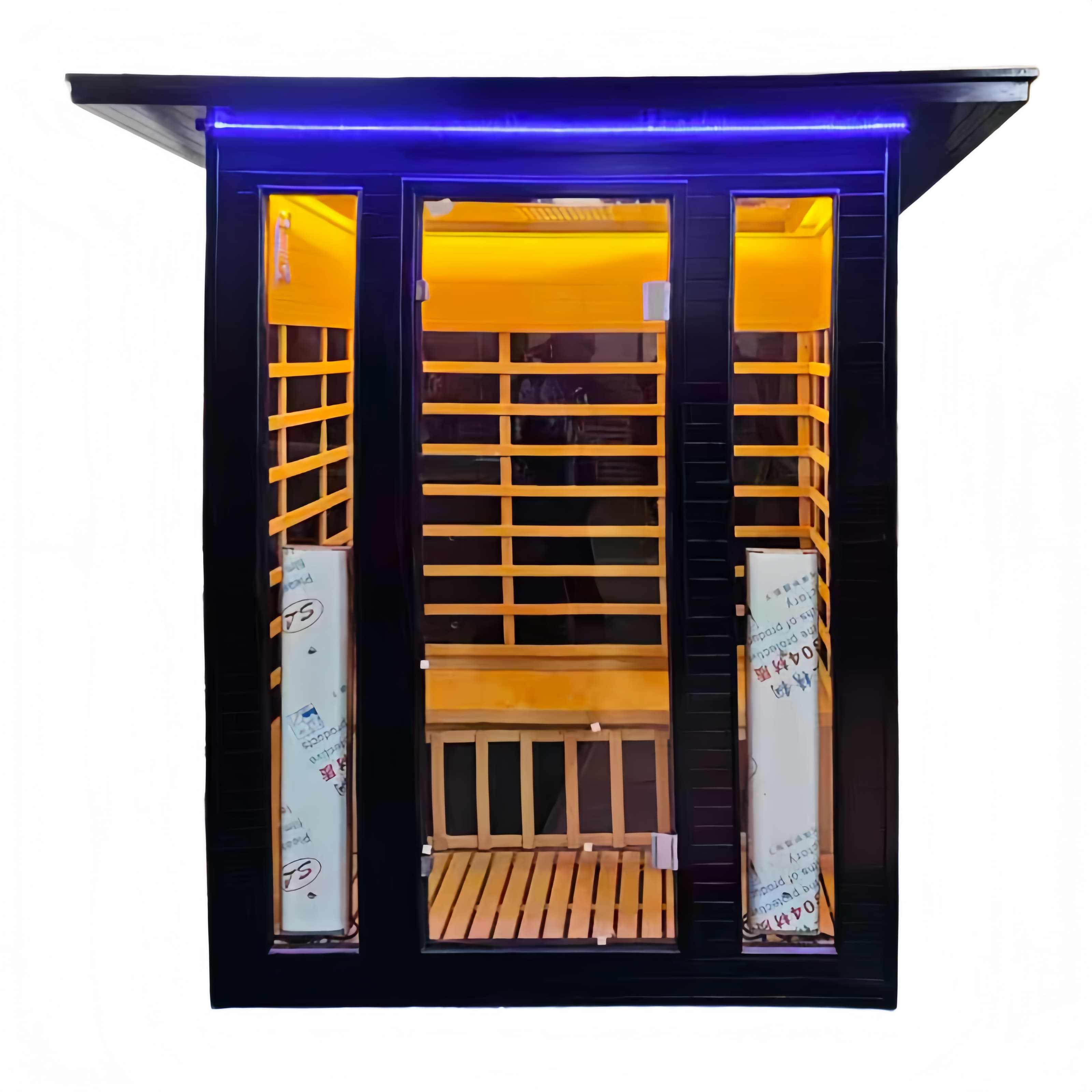 Outdoor Sauna 2 Person Low EMF Far Infrared Sauna for Home, 2050W Mahogany Wooden Sauna Room for Outdoor Indoor Home, with Blue-Tooth, LCD, LED