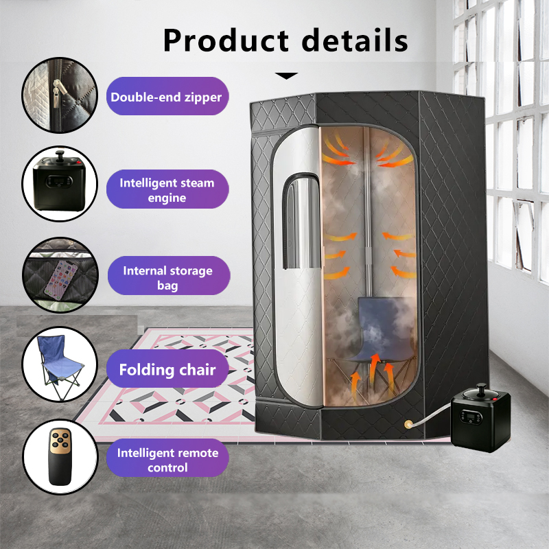 Portable Steam Sauna for Home, XL Sauna Tent with 3L 1200W Steamer & Red Light, Foldable Chair & Mat, Indoor Personal Spa for Relaxation, Detox & Recovery